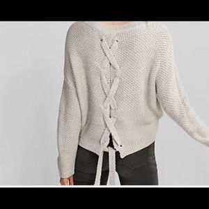 EXPRESS TIE BACK SWEATER IN MUSTARD